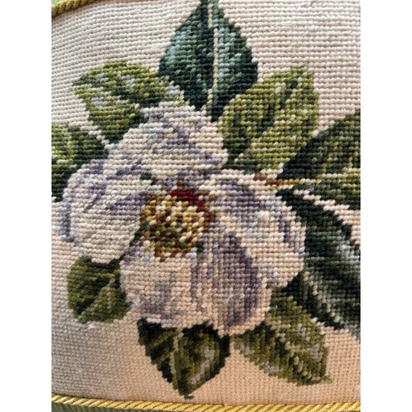 C & F Enterprises Pillow Wool Needlepoint Magnolia 14” X 14” Zip Cover - Picture 2 of 11